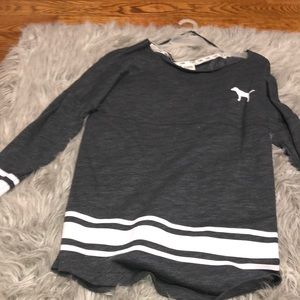 Pink grey and white oversized sweater